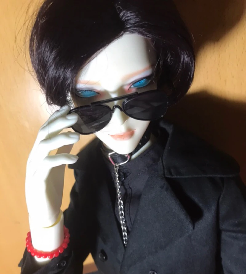 D01-P571, детская игрушка 1/3 1/4, аксессуары для куклы-дяди, BJD/SD, черная оправа, серые солнечные очки в стиле locomotive, 1 шт