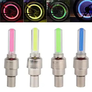 

2pcs Bike Bicycle Car Motor Wheel Tyre Tire 1Pair Valve Safety Bicycle Cap LED Neon Flash Install Valve Lamp Light