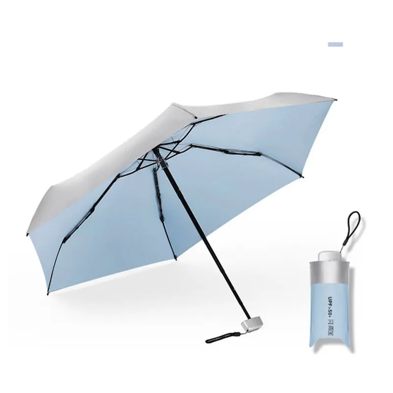 light blue Зонт для девочки 1 шт., креативный Карманный Зонт для дождливого дня, портативный мини-зонт, пять складных плоских ручек, защита от солнца, ветрозащитный зонтик для девочек, подарки - Цвет: light blue