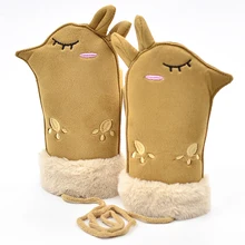 Новые милые Мультяшные детские варежки из замши милые перчатки Зимние перчатки детские теплые уличные перчатки варежки для мальчиков и девочек