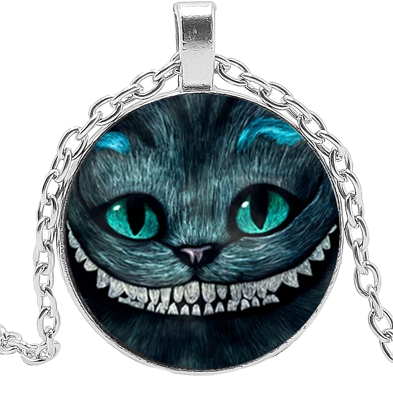 Оригинальное ожерелье таинственный черный Кот стеклянный выпуклый Круглый Кулон ожерелье мультфильм кошка время аксессуары ожерелье кулон