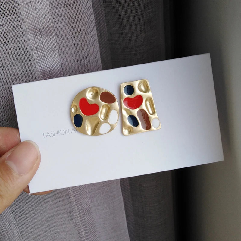 Асимметричные красивые серьги и разноцветные геометрические без ушей |