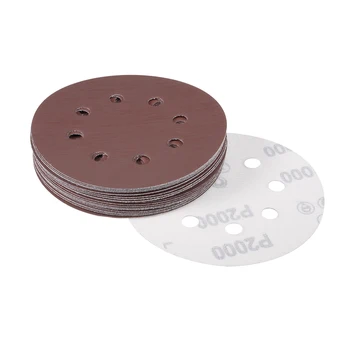 

uxcell 20Pcs 5 Inch 8 Hole Hook and Loop Sanding Disc 2000 Grit Flocking Sandpaper Random Orbital Sander Paper
