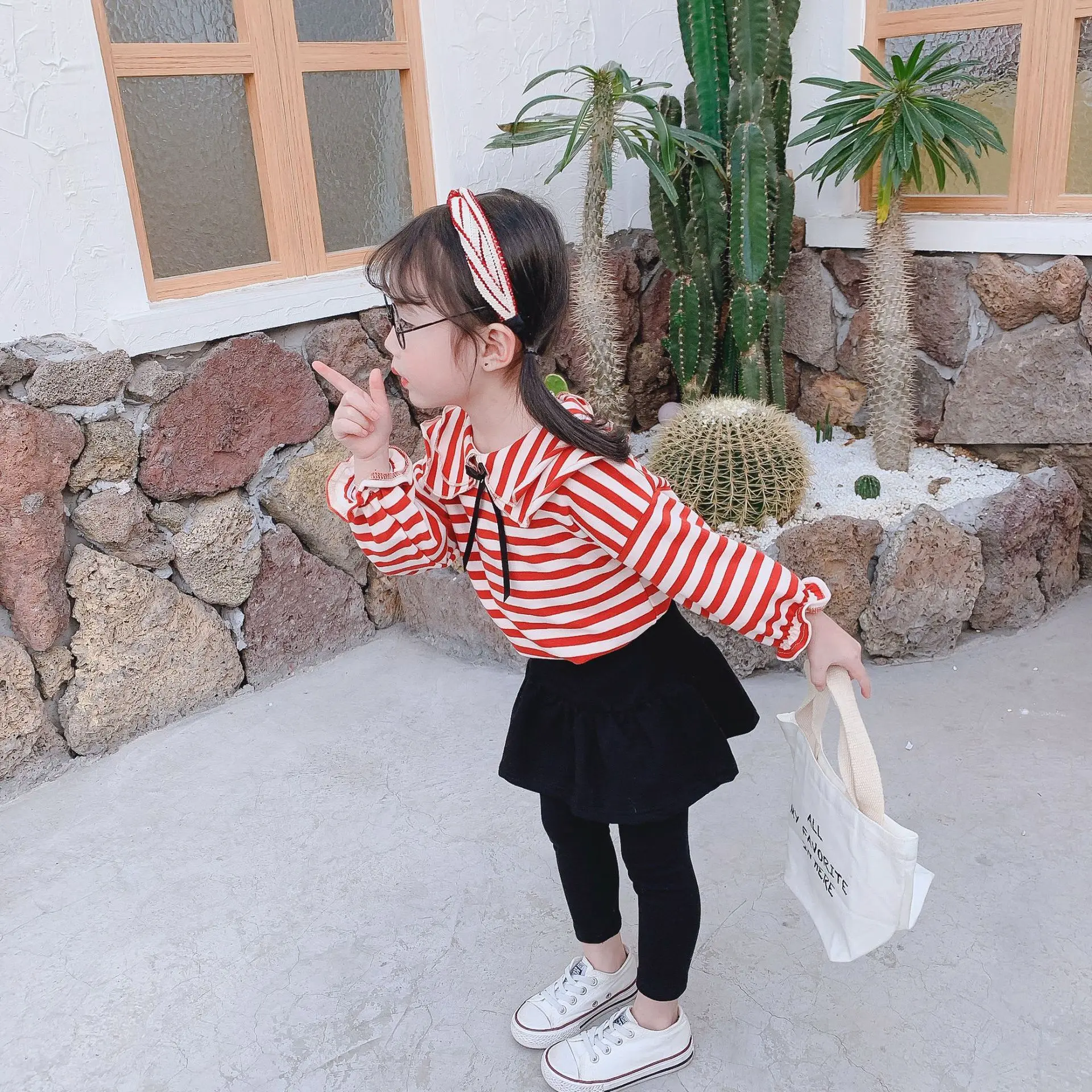 

2020 Girls Spring Clothing Set Korean-style Stripes Casual Skirt Two-Piece Set Girls Dress Outfit Spring