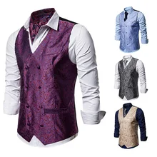 Fashion Men Paisley Double Breasted Vest Waistcoat Coat M75