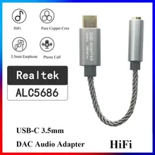 Realtek ALC5686 USB Type C To 3 5mm Jack DAC Headphone Amplifier HIFI Decoder Audio Adapter Converter For Xiaomi Huawei Android