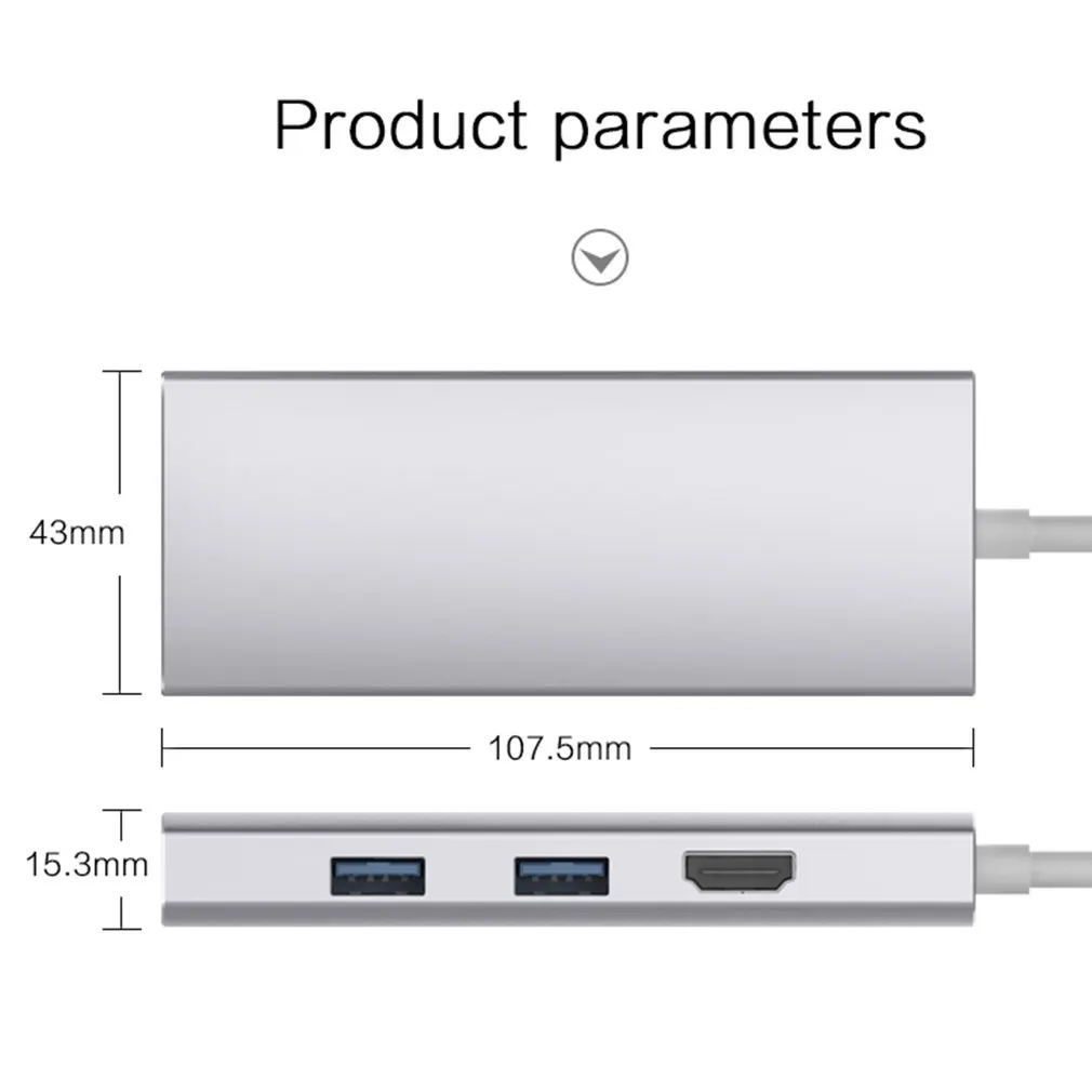 7-в-1 Тип usb-C адаптер Тип с разъемами типа C и конвертер мультимедийного интерфейса высокой четкости надежная цифровая устройство для считывания с tf-карт Многофункциональный USB 3,0 концентратор для MacBook