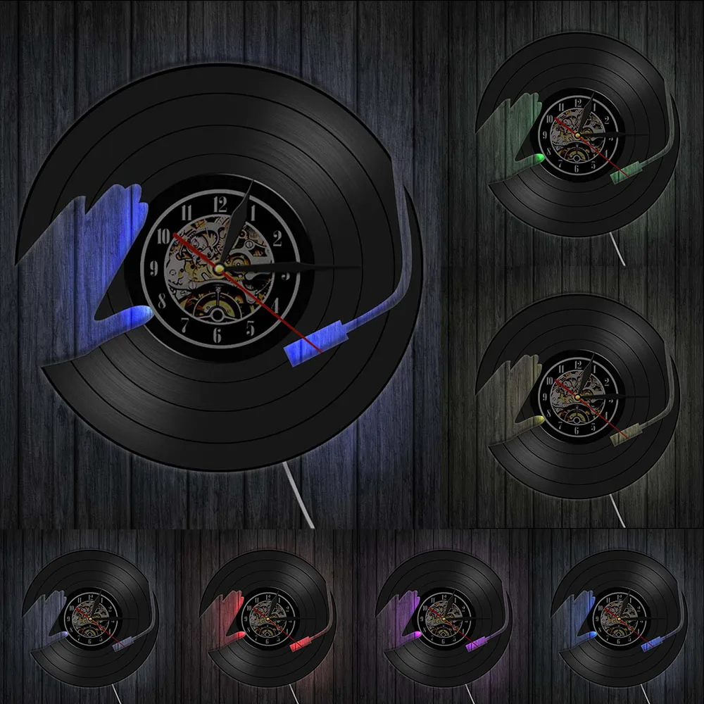 DJ музыка Виниловая пластинка LP настенные часы 3D ночной Светильник вечерние танцевальный зал Декор винтажные часы Музыкальный клуб подарок для DJ - Цвет: With LED