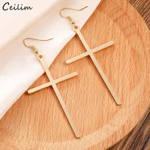 Этнические длинные серьги с большим крестом для женщин золотого цвета, висячие серьги, ювелирные изделия, Прямая поставка, bijoux ethnique femmes