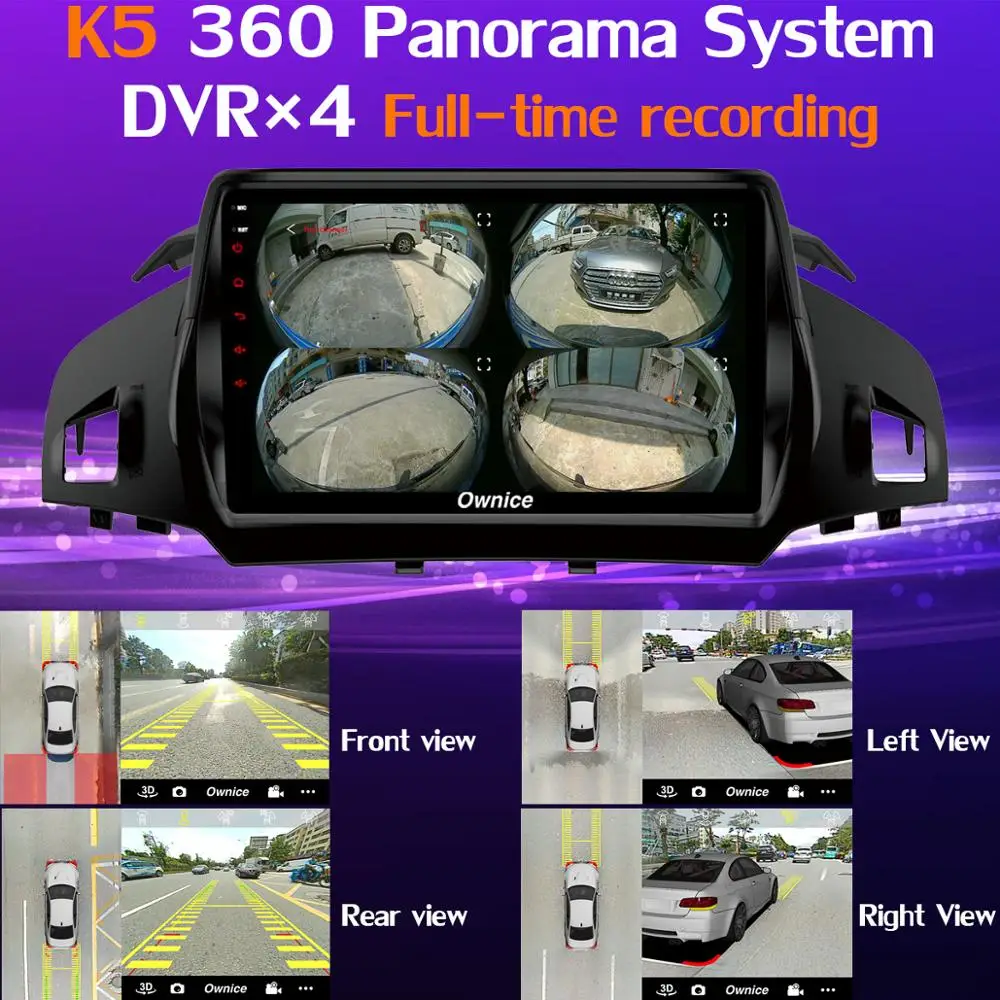 Панорамная камера 360 ° 4G SIM WiFi Android 9,0 4G+ 64G SPDIF DSP CarPlay Автомобильный плеер для Ford Kuga 2013- C-Max gps радио