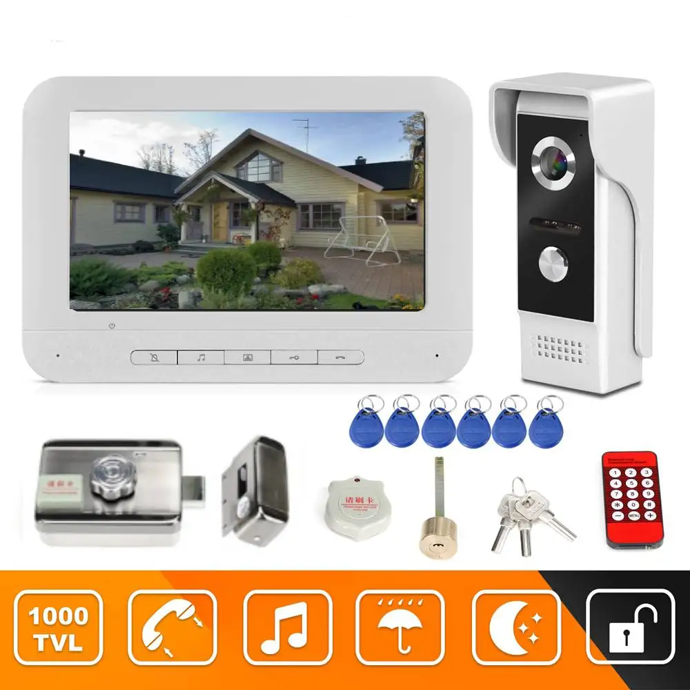 

Video door phone 7 inch doorbell camera wired video intercom doorbell Home Security system