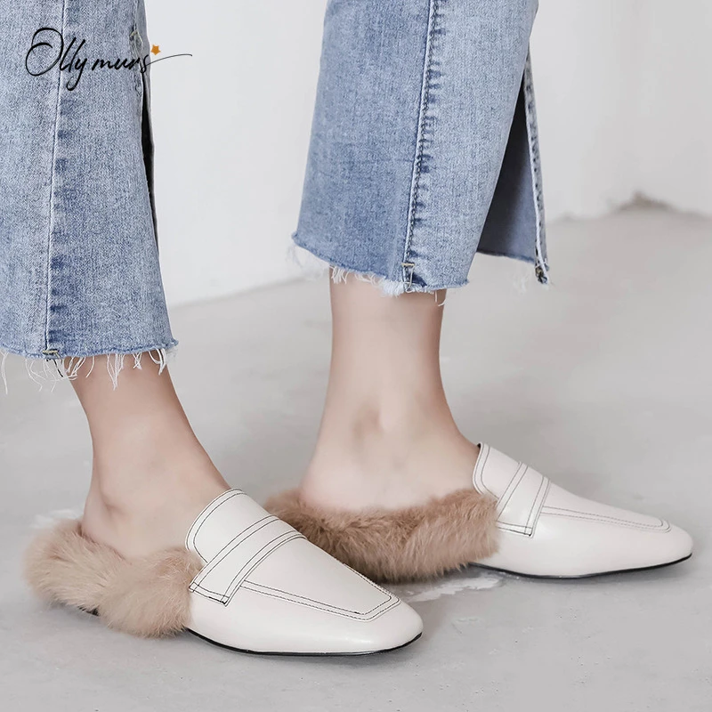 black mules with fur