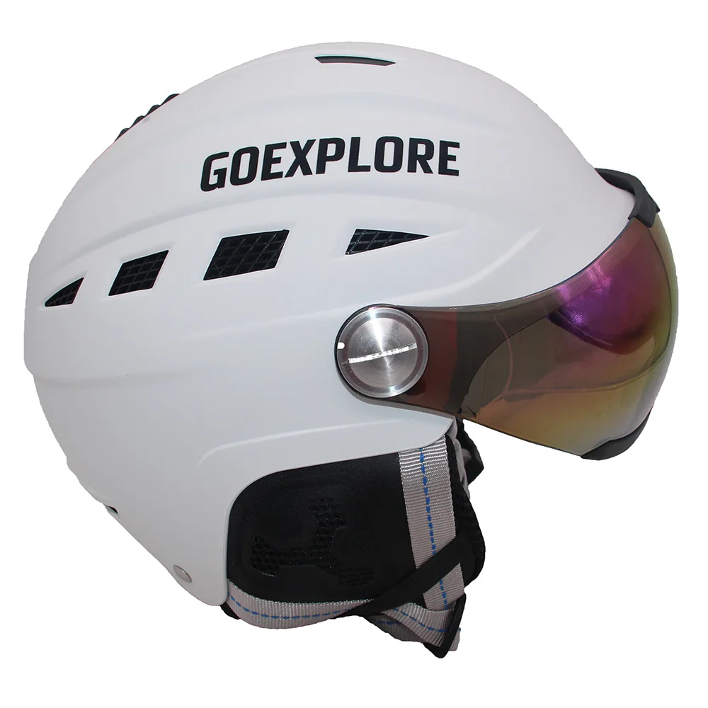 Матовый черный лыжный шлем с очками мужской/женский/детский сноуборд шлем для езды на снегоходе зимний мото скейтборд сани/катание на коньках защитная маска