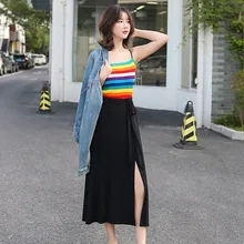 Женские модные юбки, летняя длинная юбка, Модальная Сексуальная однотонная пляжная юбка с поясом, Женская юбка, Новинка