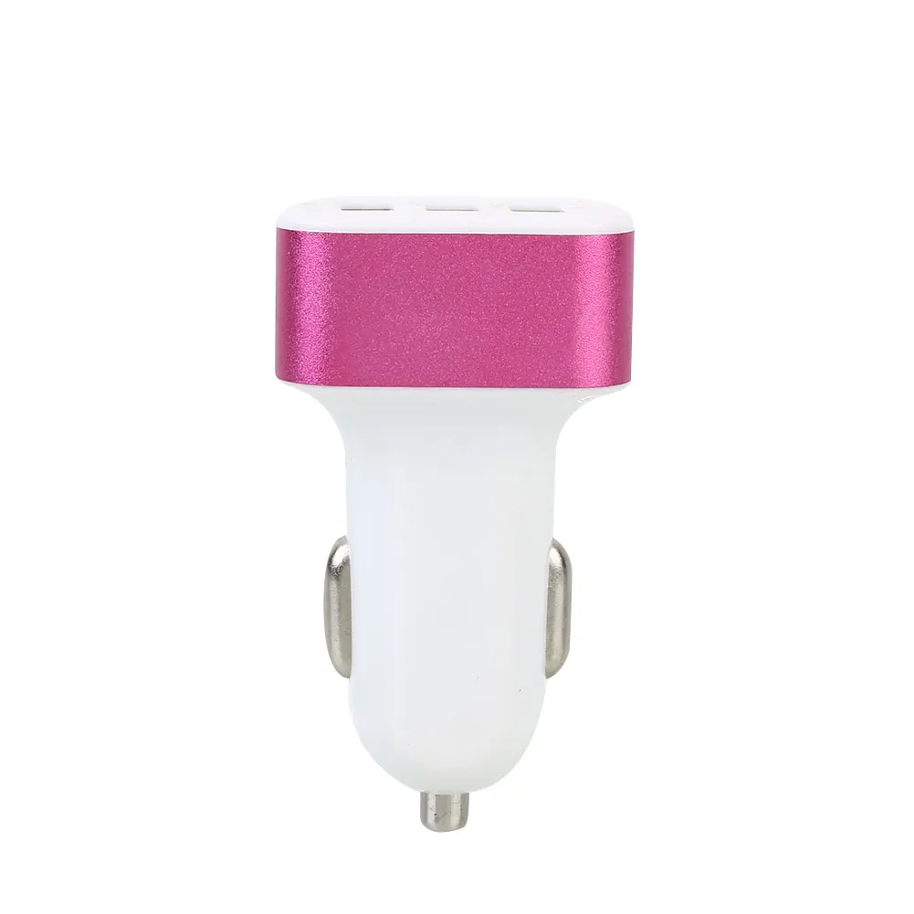 Автомобильный прикуриватель, DC12-24V питания, двойной USB, 3 порта, разветвитель, зарядное устройство - Название цвета: rose