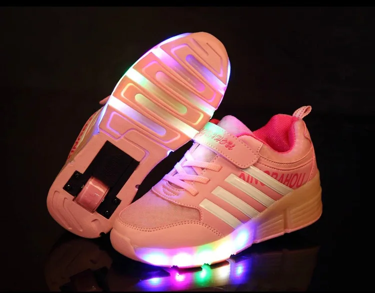 Heelys USB зарядка светодиодный Красочные Дети Мода кроссовки с одного колеса роликовые коньки обувь для мальчиков и девочек