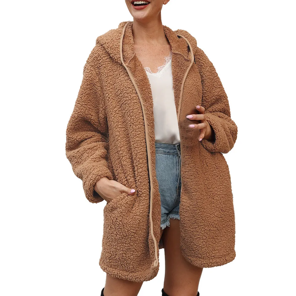 Manteau femme зимнее пальто для женщин дамское теплое пальто из искусственного меха куртка однотонная верхняя одежда с капюшоном chaqueta mujer veste femme fourrure