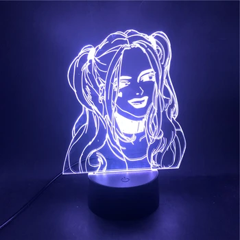 

3D Lamp harley quinn Super villain Bluetooth control The Alarm Clock Base for Decor Battery Powered Usb Led Night Light Lamp