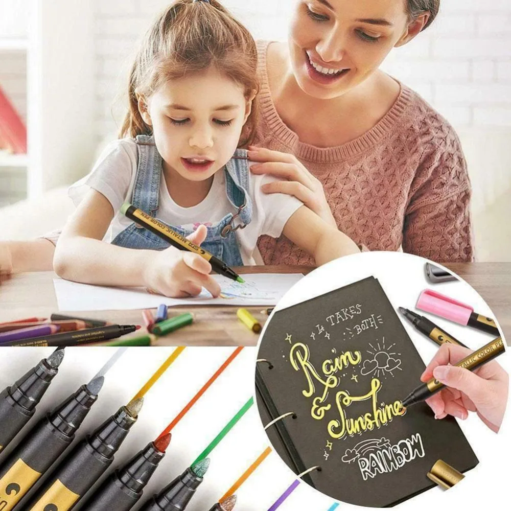 12PCS Colorful Waterproof pen Car Tyre Tire Tread CD Metal Permanent Paint markers Graffiti Oily Marker Pen stationery