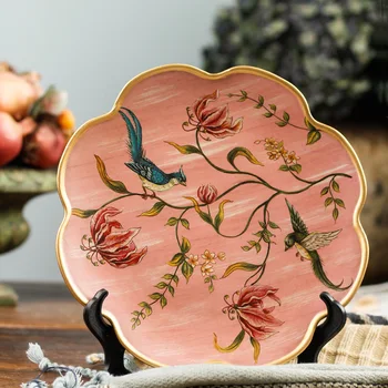 

Ceramic Plate Home Model Room Living Room Wall Hanging Plate Hanging Dish Wall Retro Fruit Plate Gifts