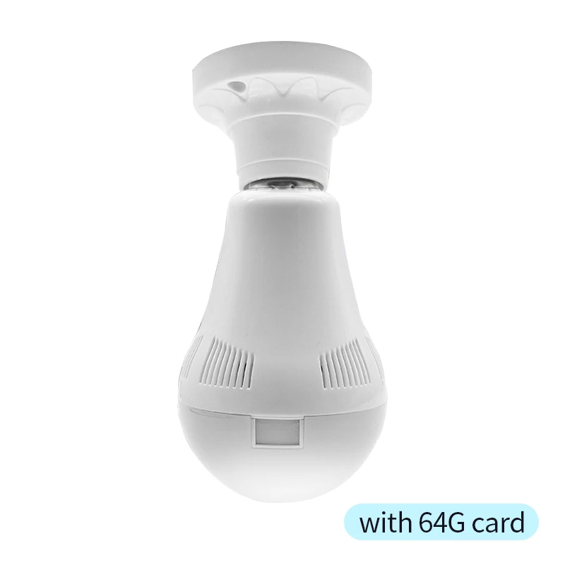 with 64G card 960P Wifi панорамная камера, лампа для безопасности, панорамная лампа, CCTV видео, беспроводная ip-камера, камера наблюдения рыбий глаз, HD камера ночного видения - Цвет: with 64G card