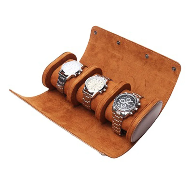 Watch Storage Box 1/2/3 Slots Watch Roll Travel Case Chic Portable Vintage Leather Slid in Out Organizers