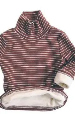 coffee MILANCEL kids girls winter blouse striped boys blouse thicken lining shirt for boys - Цвет: coffee