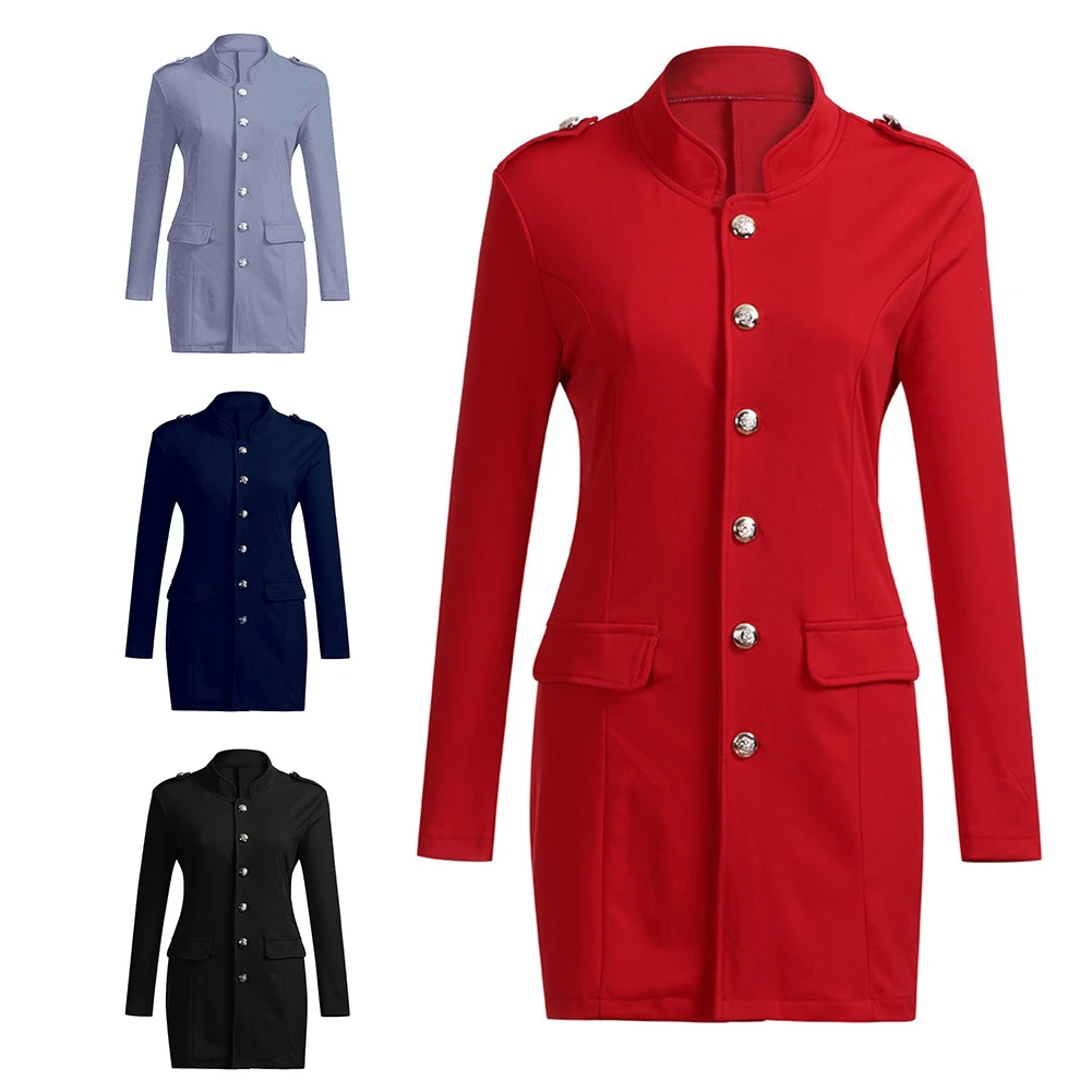 

Business Suit Ladies Solid Work Style Jacket Open Front Women Coat Outwear Spring Autumn Button Warm Slim Fit Long Sleeve