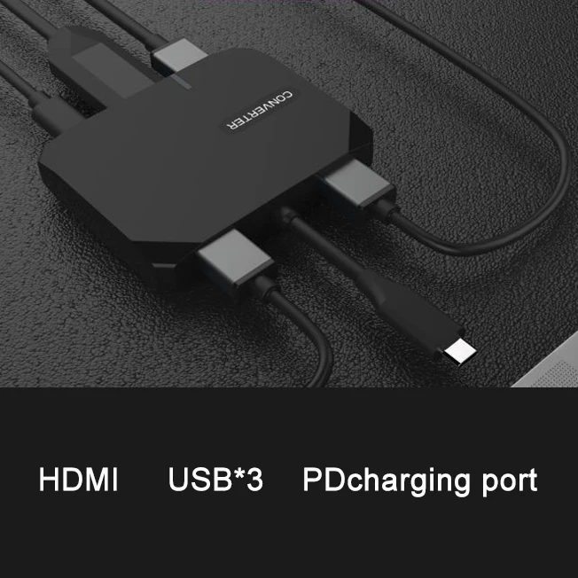 5 в 1 type-C концентратор адаптер type-C к HDMI+ 3* USB3.0+ PD для MacBook/mate Book/Samsung S8 S9