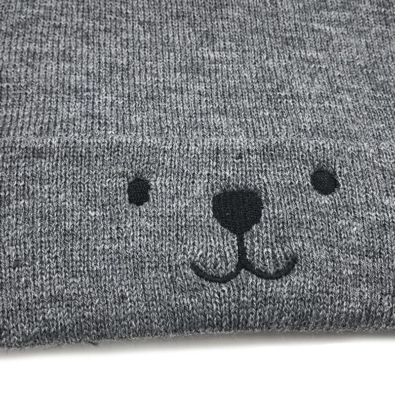 Cute toddler girl boy hat baby winter warm crochet embroidery hat cartoon cat ears pattern beanie ski cap