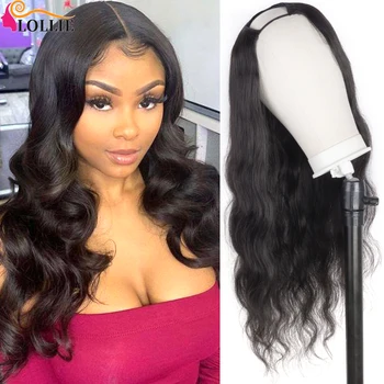 

Lollie U Part Wig Human Hair Undetectable 10A Brazilian Half Wig 180% Density U Part Wig Body Wave Wig Can Be Colored & Curl