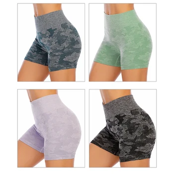 

Camouflage Seamless Sport Shorts Women Black Booty High Waist Tummy Control Gym Shorts Acitve Fitness Tight Yoga Booties Shorts
