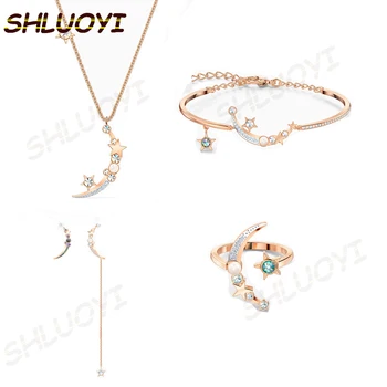 

2020 SWA fashion jewelry star night rose gold romantic moon and star decoration necklace for women the best romantic gift