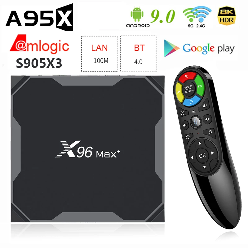 ТВ-приставка X96 Max Plus приставка для Smart TV Amlogic S905X3 Android 9 4 ГБ 64 32 5 8 ГГц Wi-Fi 100 м 4K