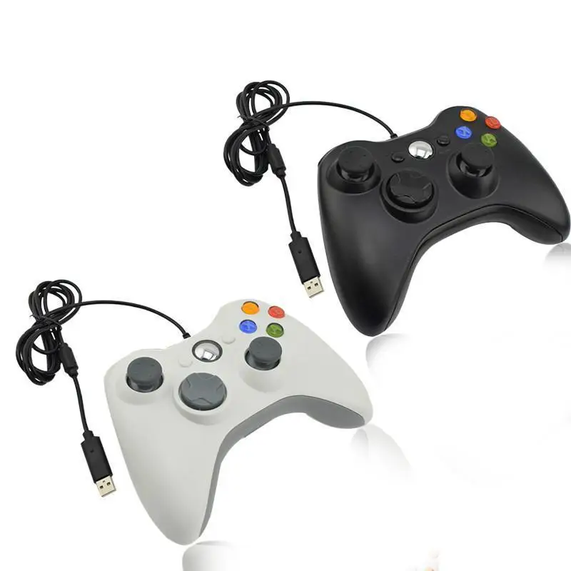 

Black And White Wired Vibration Gamepad With USB Cable Game Controller Joystick For PC High Quality