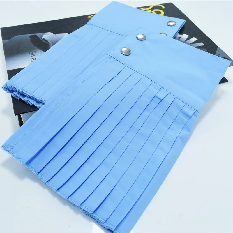 [DEAT] Spring Fashion New Korean Solid Color White Blue Black Pleated Buttons False Cuff Oversleeve Cuff All-match ASS30080