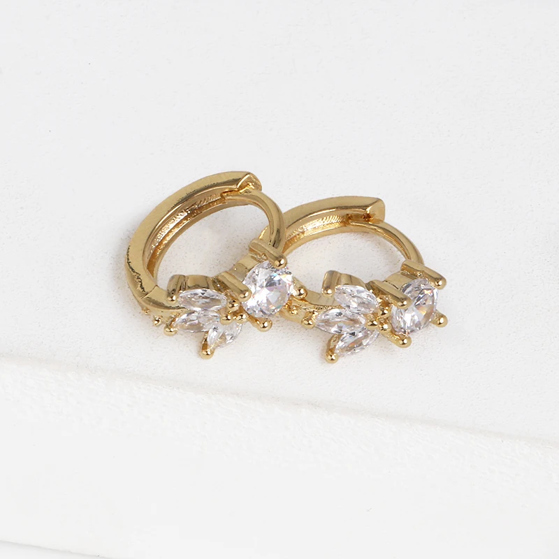 Jujia Мода Huggie серьги-кольца с радужными камнями круглые серьги CZ для женщин яркая бижутерия для вечеринки
