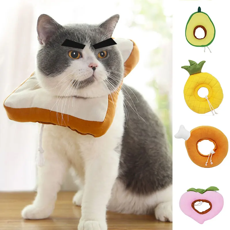 Gato-Collar de algodón con forma de aguacate para perros, cuello circular ajustable, protector para el cuello, con cono de recuperación para heridas