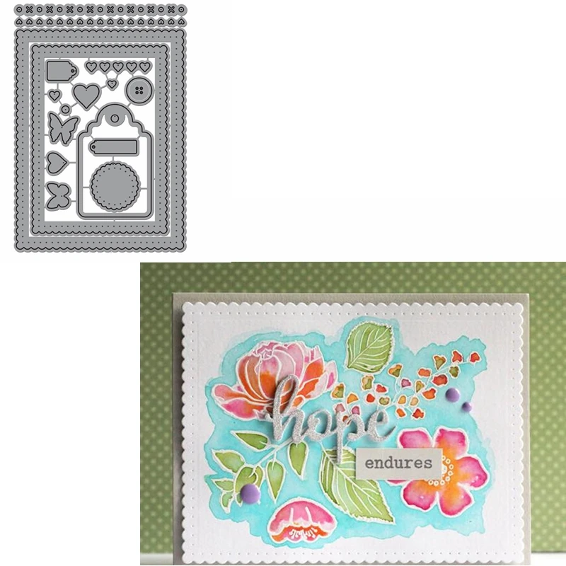 

DIY Card Lacework Frame With Tag&Decorative Butterfly Hearts Die Cuts For Cards Making dies scrapbooking metal cutting dies 2019