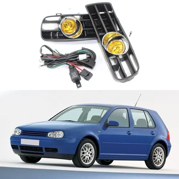 

Fog Lights Grille Bulbs Switch Wiring Harness 2Pcs Car Lights Bumper For GOLF 4 JETTA BORA MK4 TDI 1998-2005