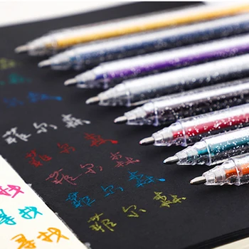 

1.0mm 8 colores Highlighter Metallic marker pen Gel Pen for Art Drawing Painting Black White Papers Colored Paints Stationery