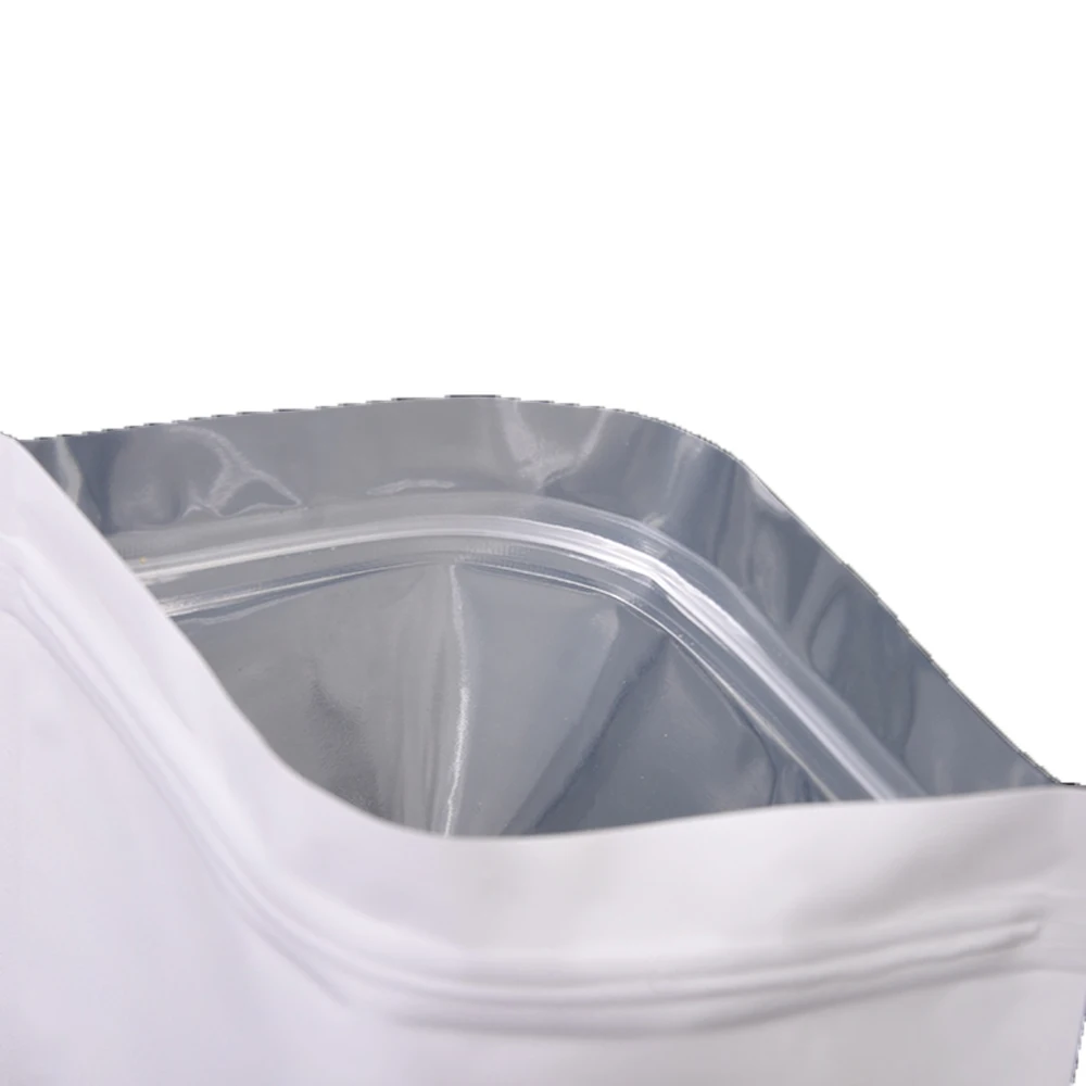 Mylar Stand Bags 100Pcs Matte White Aluminum Mylar Foil Zip Lock Stand Up Bag Self Seal Tear Notch Reusable Doypack Food Snack Chocolate Pouches