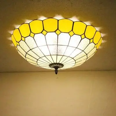

16inchModern Tiffany Baroque Stained Glass Suspended Luminaire E27 LED Iron Chain ceiling Light Lamp for Home Parlor Dining Room