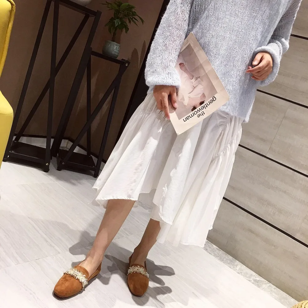 Fringe beading square toe flats slip on casual solid flock brief moccasins comfy brief women shoes leisure femme korean loafers