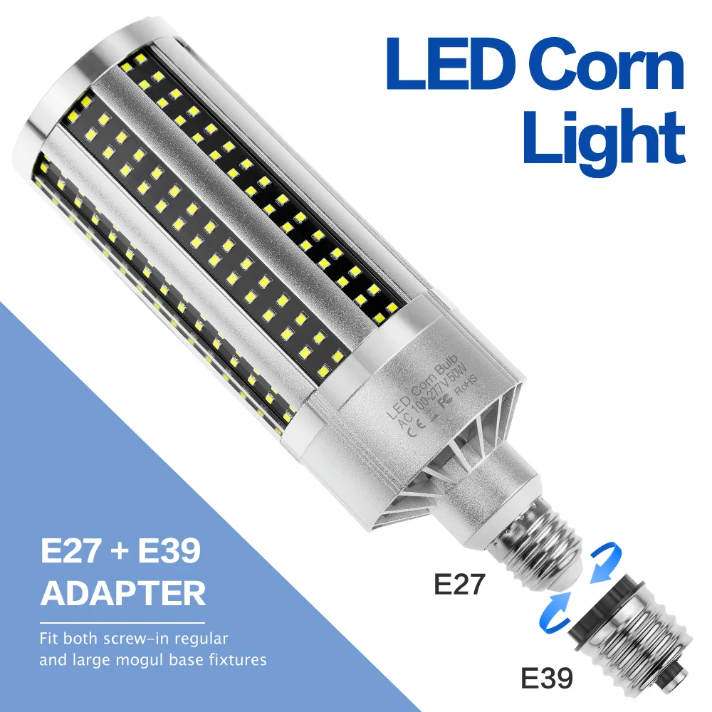 

110V LED Bulb 50W 54W 60W LED Lamp 220V E27 Corn Bulb LED Bombillas 220V E39 Garage Light Bulb For Warehouse Lighting 2835SMD