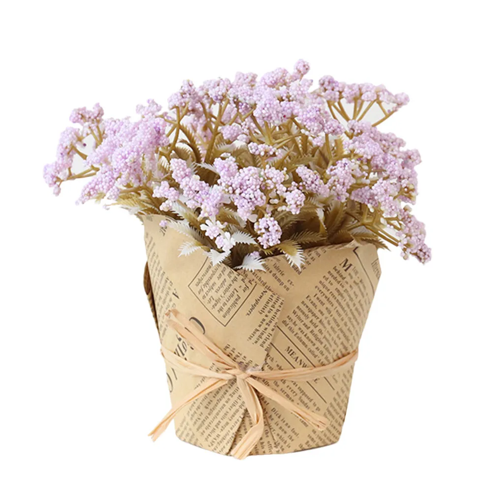 Light purple Крафт-бумага поддельный цветок Моделирование Украшение цветочный горшок цветочное украшение домашний декор Искусственные цветы высокое качество W1213 - Цвет: Light purple
