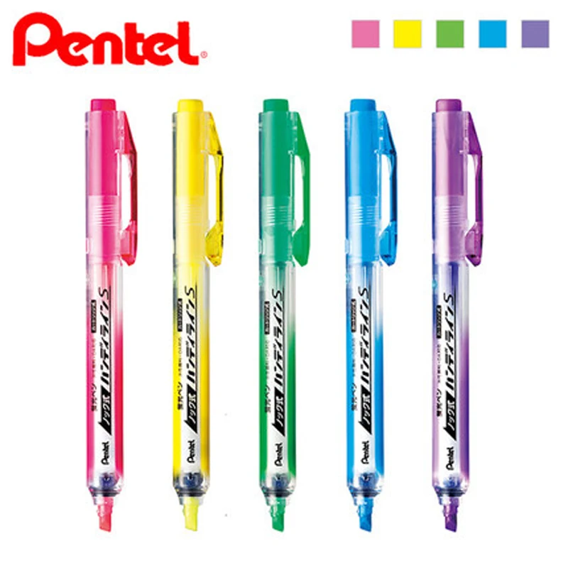 6 Pcs/Lot Pentel SXS15 Surligneur Handy Line pressing style highlighter pen retractable neon Colors | Канцтовары для офиса и