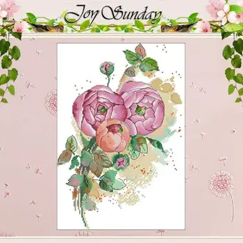 

Pink ranunculus flower patterns counted 11CT 14CT 18CT Cross Stitch Sets DIY Wholesale Cross-stitch Kits Embroidery Needlework