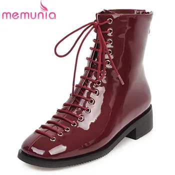 

MEMUNIA 2020 plus size 46 women ankle boots cross tied zip low heels casual shoes comfortable fashion autumn winter boots woman