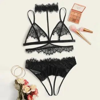 

2020 New Sexy Fashion Lace Lingerie G-string Underwear Sleepwear Nightdress Pajamas Garter Bra Set iç çamaşırı takım